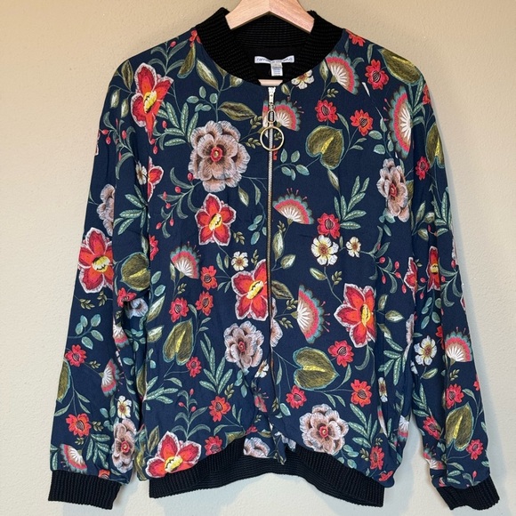 Rafaella D’Angelo Floral Front Zip Bomber Jacket Size Small - Picture 2 of 8